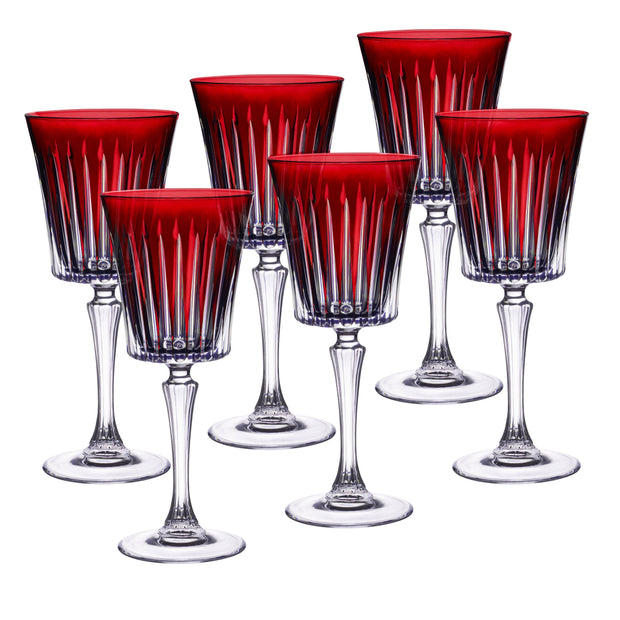 European Glass Red Wine - White Wine - Water Glass - Ruby - Stemmed Glasses - Set of 6 Goblets - 10 oz. Beautifully Designed