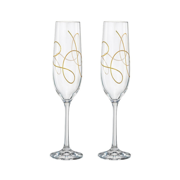 String Champagne Flute with Gold, 9 oz. Set of 2