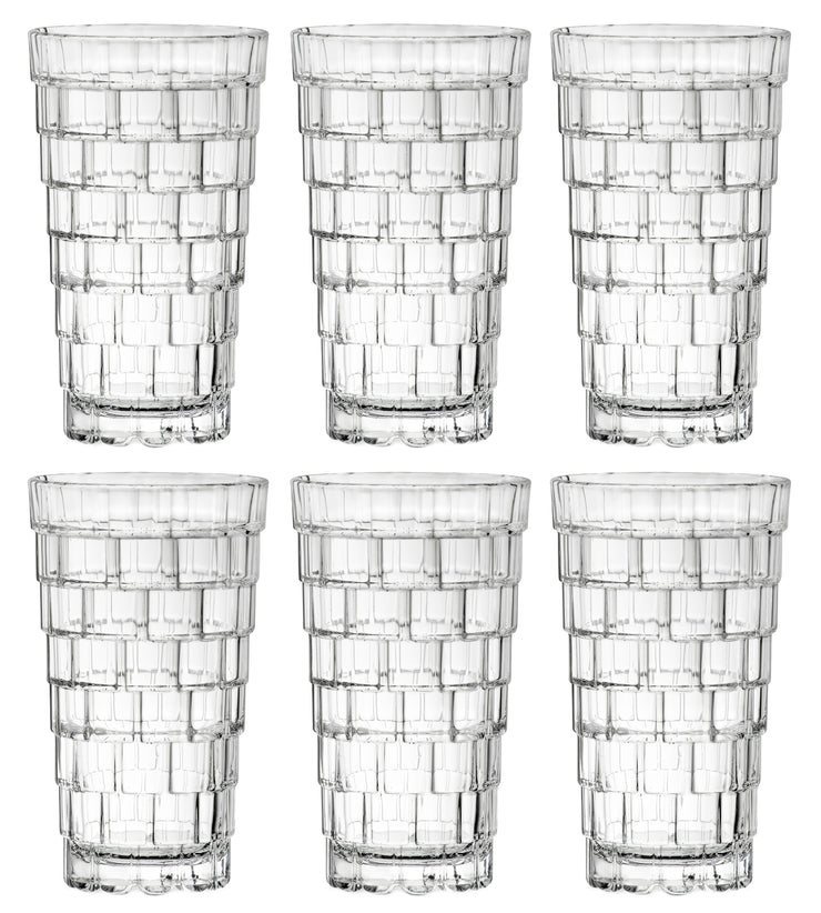 Highball - Glass Tumbler - Stackable - Set of 6 -  13 oz.  - Made in Europe