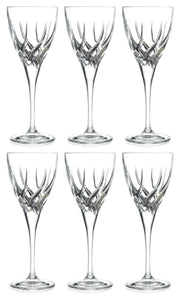 Wine Glass - Set of 6 Goblets - 6 oz. Beautifully Cut  Designed - Made in Europe