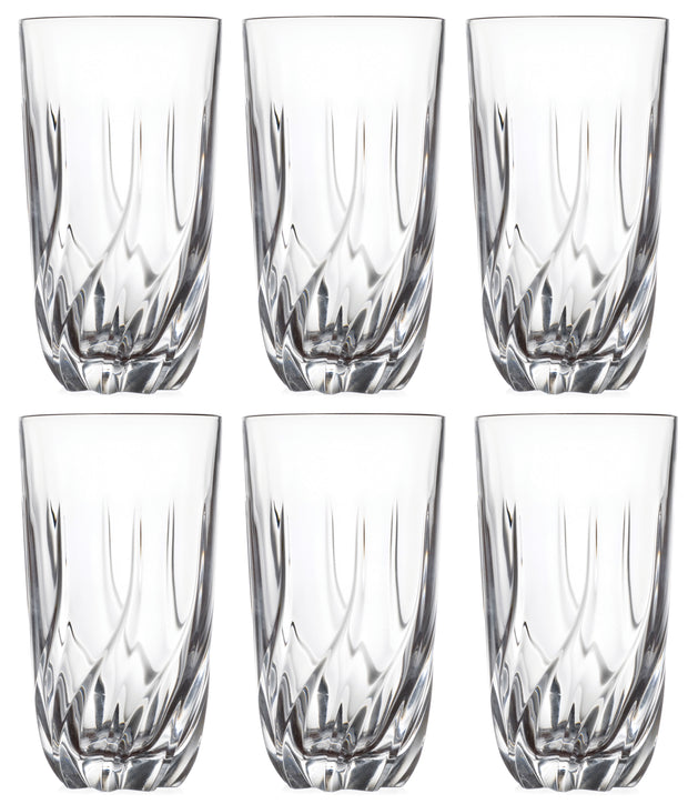 Crystal Highball Tumbler - Glass - Set of 6 - HB Tumblers - Hiball Glasses - HA