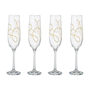 String Champagne Flute with Gold, 9 oz. Set of 4