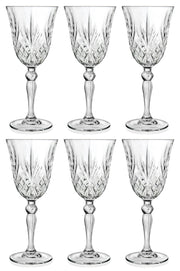 Wine Glass - Goblet - Red Wine - White Wine - Water Glass - Stemmed Glasses - Set of 6 Goblets - Crystal like Glass - 9 oz. Beautifully - Cut Crystal - Designed -  Made in Europe