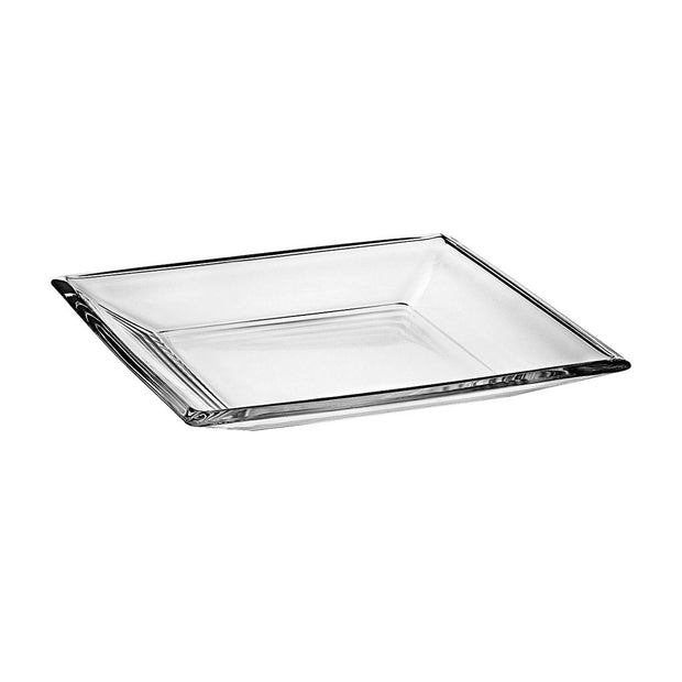 European Lead Free Crystalline Centerpiece Tray - Shallow Bowl - Platter - 13.7" Square - 1.5" Height