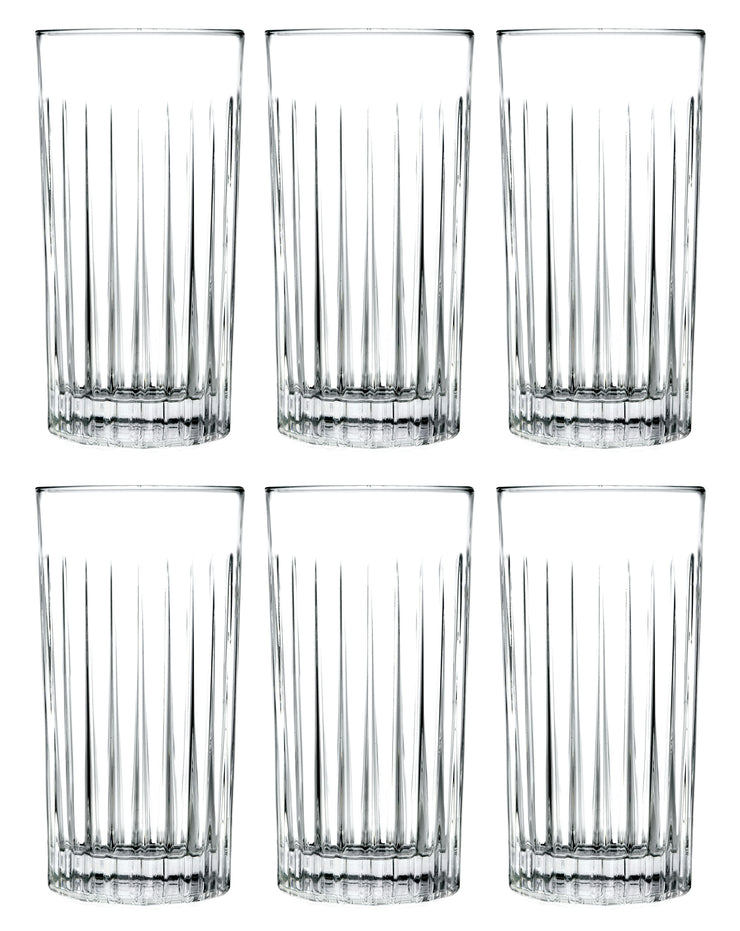 European Crystal Glass Highball Glasses - Beautifully Designed - Drinking Tumblers - for Water , Juice , Wine , Beer and Cocktails - 15 oz. - Set of 6