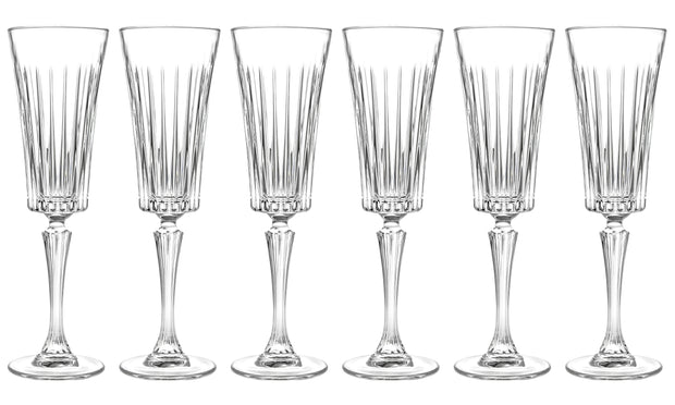 European Crystal Glass Toasting Flute Champagne Glasses - Wedding Toasting Flutes - Designed - 7 oz - Set of 6