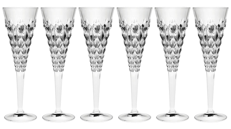 European Crystal Glass Toasting Flute Champagne Glasses - Wedding Toasting Flutes - Designed - 7 oz - Set of 6