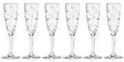 Toasting Flute Glass -Champagne - Flutes - Set of 6 Flute Crystal Glasses - Wedding Toasting Flutes - Designed - 5.4 oz - Made in Europe