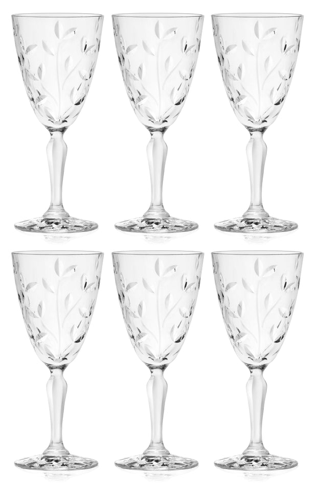 Wine Glass - Goblet - Red Wine - White Wine - Water Glass - Stemmed Glasses - Set of 6 Goblets - Crystal like Glass - 9.5 oz. Beautifully - Cut Crystal - Designed - Made in Europe