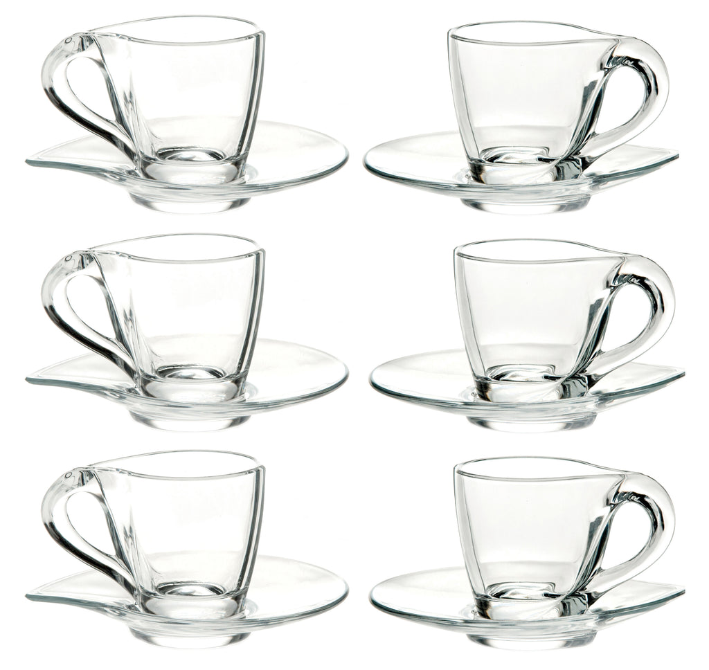 6pcs, Espresso Glass Cups, 4oz Glass Espresso Cups, Handle