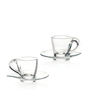 European Glass Espresso Cup w/ Saucer - 2 pc. Set - for Cappuccino , Coffee, Latte - Set of 6 pcs. - 3.4 Oz.