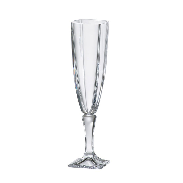 European Lead Free Crystalline Square Champagne Toasting Flutes - 5 oz., Set of 6