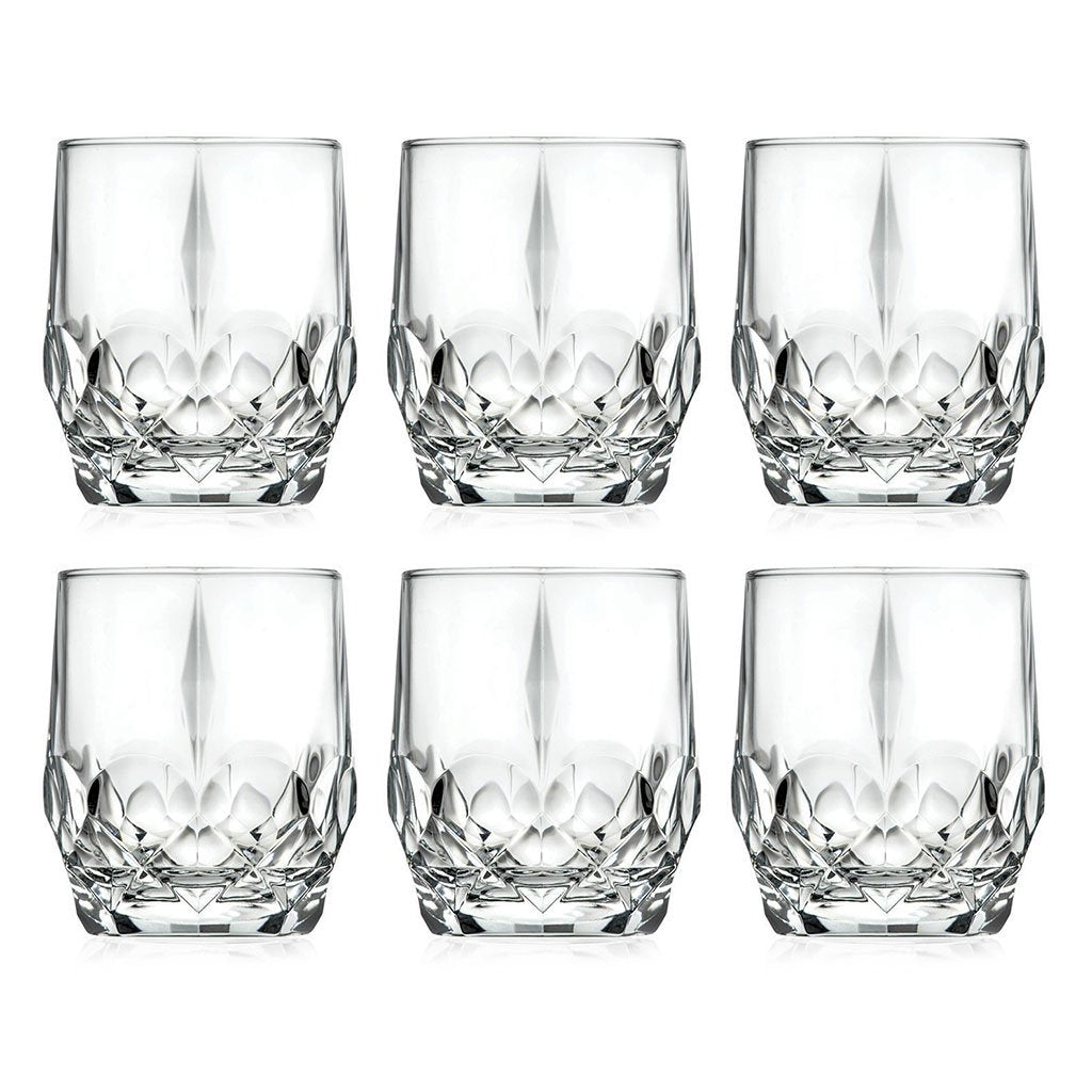 Barski Tumbler Glass - Double Old Fashioned - Set of 6 Glasses - Designed DOF tumblers - For Whiskey - Bourbon - Water - Beverage