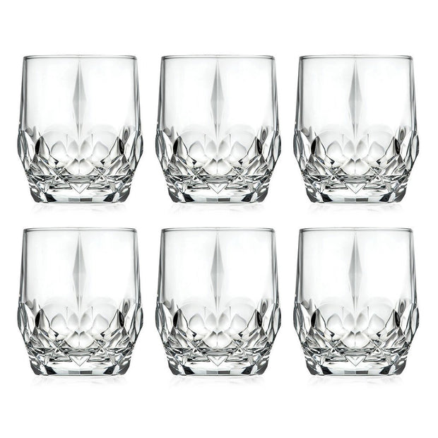 European Lead Free Crystalline Double Old Fashioned Tumblers -Whiskey - Bourbon - Water _ Beverages - 13 Oz. - Set of 6
