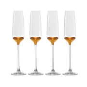 European Handmade Lead Free Crystalline Champagne Flutes- Decorated And Dipped in 20 K gold on the bottom - 5.75 oz. - Set of 4