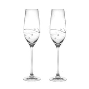 European Handmade Lead Free Crystalline Champagne Flutes- With Empty Space in the Center to Fit your own bottle of wine - decorated W/ Real swarovski Diamonds - Gift Boxed
