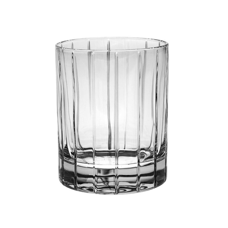 European Crystal Double Old Fashioned Tumblers W/ Classic Clear Striped Design - 13 Oz. -Set of 6