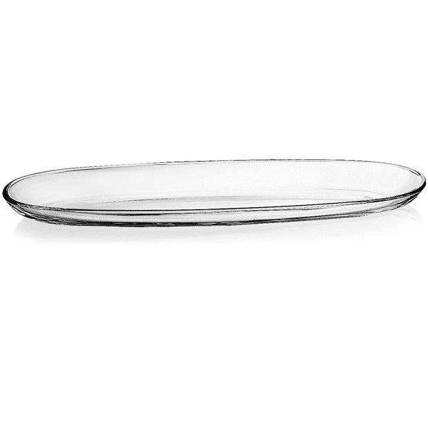 European Glass Oval Serving Tray/ Platter- 16" Long, 4.5" Wide