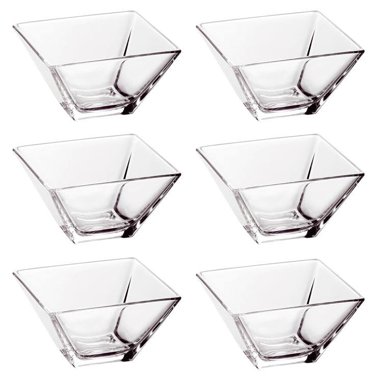 European Quality Glass - Square - Small - Bowl - 4.25" - Set of 6