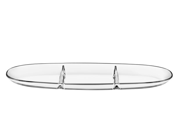 European Quality Glass - Three Sectional Tray - Platter - Relish Dish - 16" Length