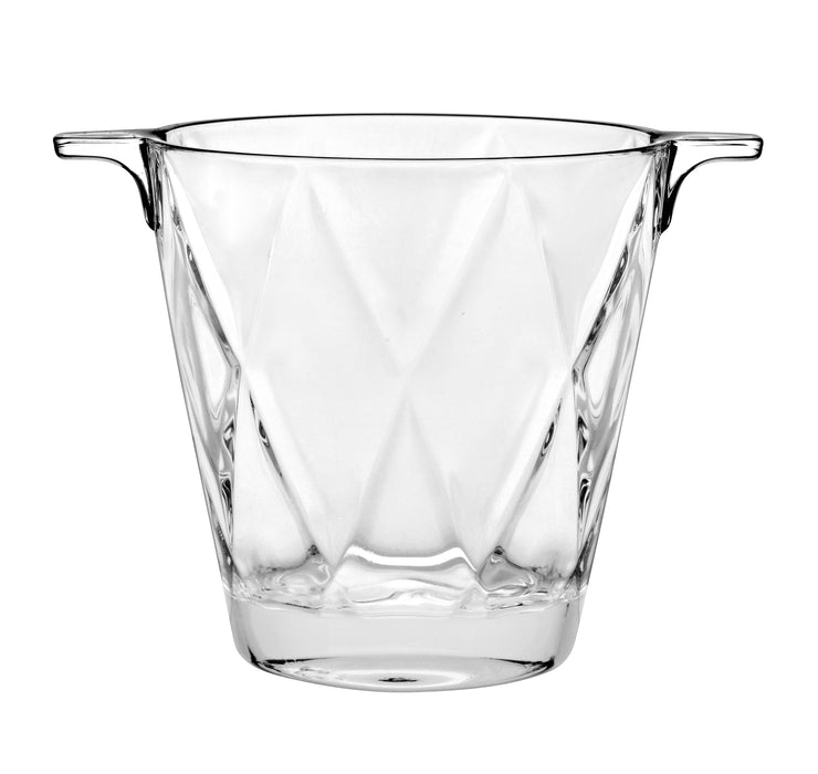 European Quality Glass Ice Bucket, 6" Height, Round with Handles