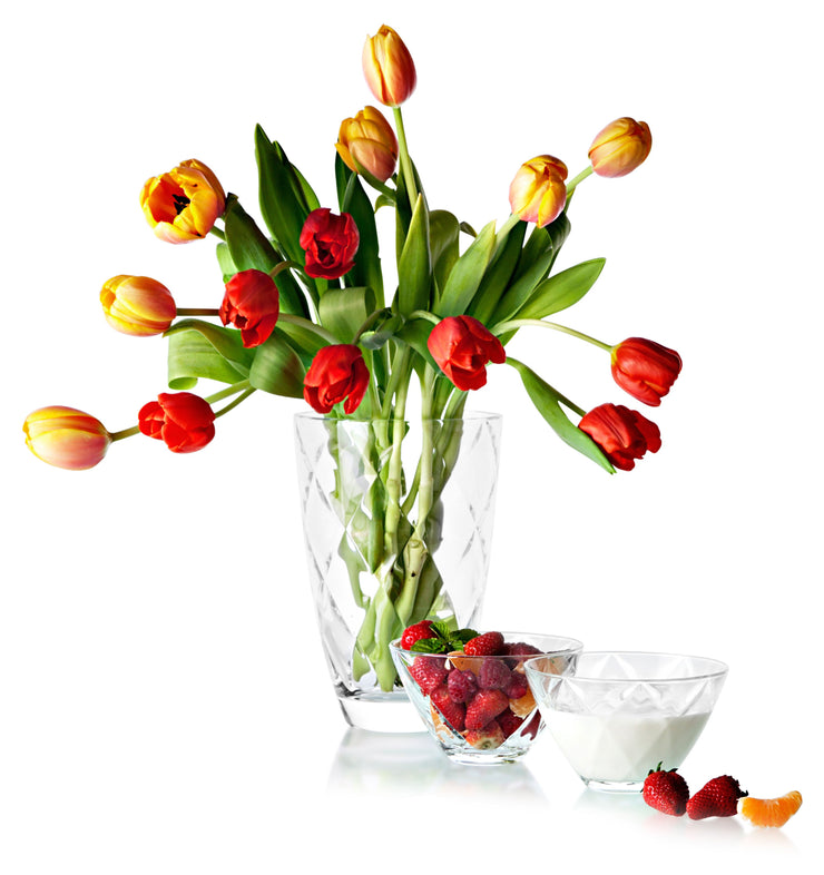 European Lead Free Crystalline Beautiful Designed Flower Vase -9.5" Height