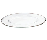 European Lead Free Crystalline Clear Charger / Large Plate - W/ Platinum Rim- 12.5" Diameter - Set of 6