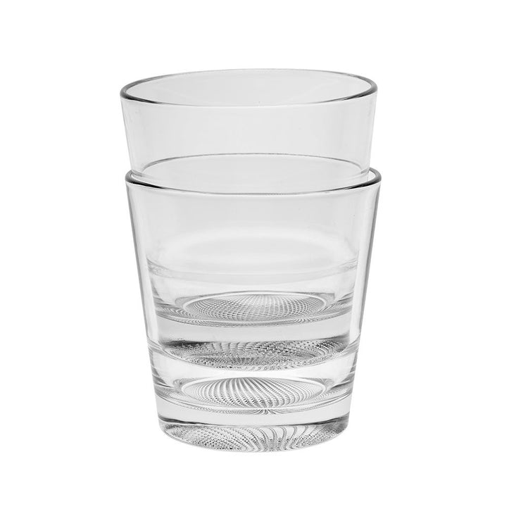 European Lead Free Crystalline Double Old Fashioned Tumblers - Stackable- Won't Get Stuck - 13.5 oz., Set of 6