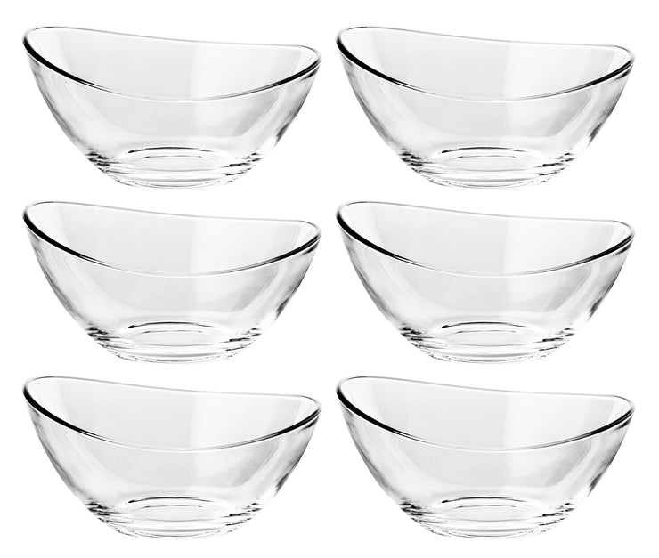 European Quality Glass Small Bowls - Could Be Used For Small Fruit/Nut/Dessert - Each Bowl is 6.5" Length x 6.1" Width - Set of 6