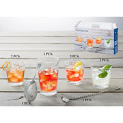 European Lead Free Crystalline 9 Piece Mixology Set-Includes 18.5 oz. Mixing Cup - 6 Double Old Fashioned Glasses 13.5 oz. - Strainer - and Stirrer - Gift Boxed