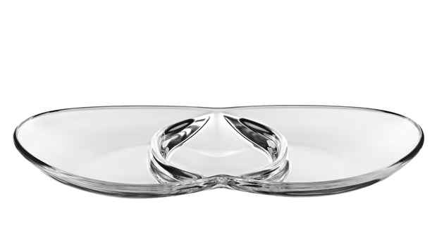 European Quality Glass - Three Part Serving/Relish Dish - 12" Long x 7.4" Wide