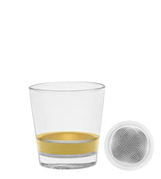 European Quality Glass - Double Old Fashioned Glasses - Uniquely Designed - with Gold Band - 13.5 oz. - Set of 6