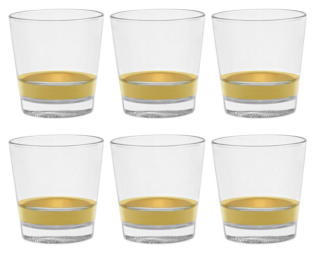 Prisma Double Old Fashion with Gold band, 13.5 oz. Set of 6