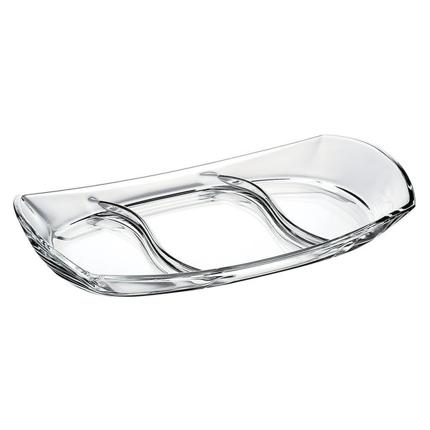 European Glass Three Sectional Tray - Platter - 14.5" Length