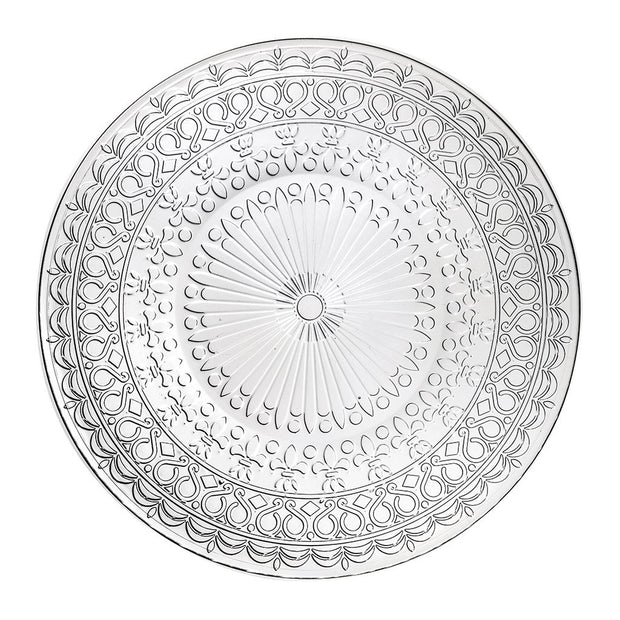 European Lead Free Crystalline Glass Dinner Plate - Set of 4 Plates - Designed - 10.2" Diameter