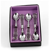 European Spoon Cutlery Set - For Fruit - Dessert  - Ice Cream - Stainless Steel W/ Crystal Handle - Spoons are 5.75" Long - Gift Boxed - Set of 4