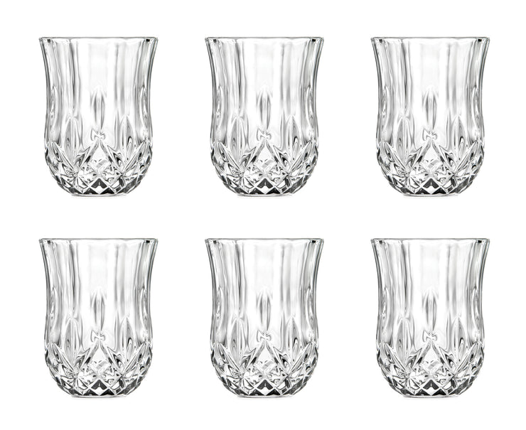 European Crystal Glass Shot Glasses - Beautifully Designed - Use it for - Shot - Vodka - Liquor - Cordial - Each Glass is 2 oz. - Set of 6