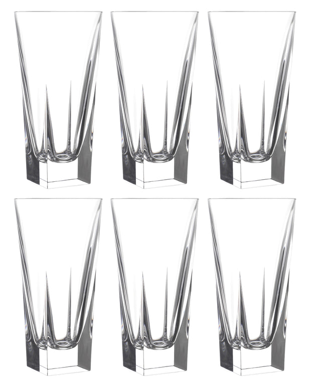 European Crystal Glass Highball Glasses - Beautifully Designed - Drinking Tumblers - for Water ,Juice , Wine , Beer and Cocktails - 12.75 oz. - Set of 6