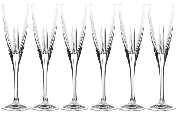 European Crystal Glass Toasting Flute Champagne Glasses - Wedding Toasting Flutes - Designed - 5.75 oz - Set of 6