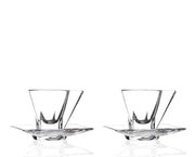 European Glass - Cappuccino Cups with Saucers - 2.3 Oz - Glass Coffee Mug and Saucer - for Specialty Coffee Drinks - Latte - Café Mocha and Tea - Glass Cup and Saucer - Set of 2