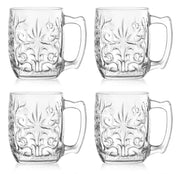 European Glass Mug - Mule -  Designed - for Beer - Coffee - Tea - Latte - Set of 4 - 14.2 Oz.