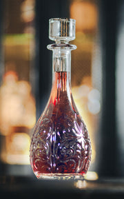 Glass - Wine Decanter -  Cut Crystal Design - with Stopper 32.5 Oz. - Made in Europe