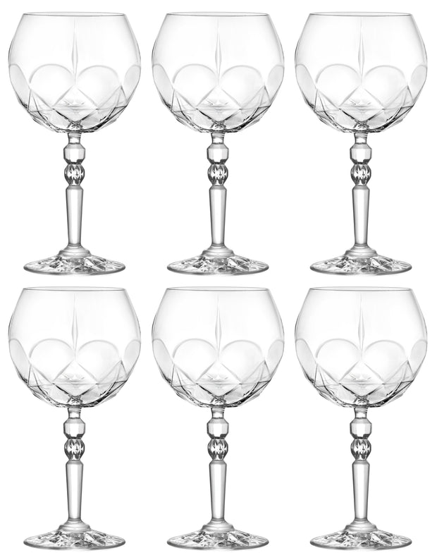 European Gin Tonic Glass - Wine Glass - Cocktail - Coupe - Goblet Glass - Set of 6 Crystal Glasses - Glass - Beautifully Designed Goblets - Each Glass is 19.4 oz.