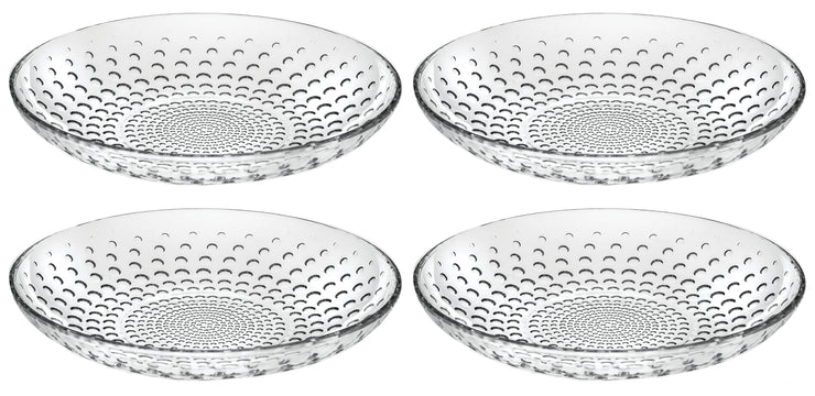 European Glass Bowl -Plate - for Soup - Dessert - Pasta - Soup Plate - Designed -Set of 4 Plates - 8.2" Diameter