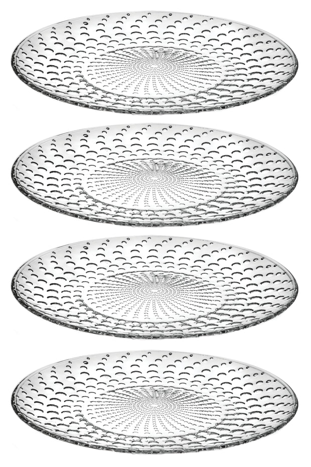 European Glass Dinner Plate - Set of 4 Plates - Designed - 10.2" Diameter