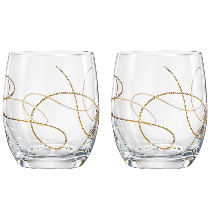 String Double Old Fashion with Gold, 14 oz. Set of 2