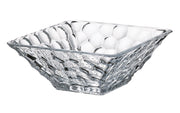 European Glass Bowl - Square - Pebbled Textured Exterior Design - 10" - for Salad - Fruit