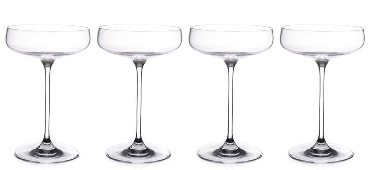 European Champagne Saucer - Set of 4 Glasses - Belle Coupe - Cocktail - Glass - Crystal - Glasses - Classic Clear - 11 Oz.