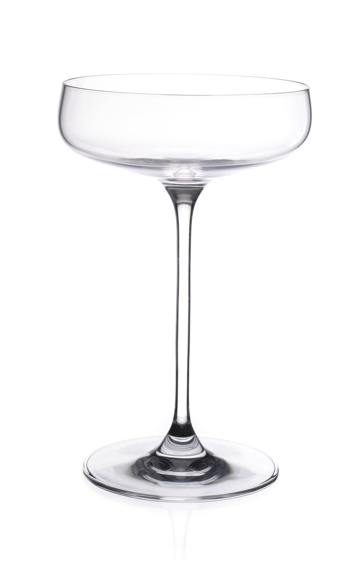 European Champagne Saucer - Set of 4 Glasses - Belle Coupe - Cocktail - Glass - Crystal - Glasses - Classic Clear - 11 Oz.