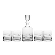 European Lead Free Crystalline Whiskey Decanter W/ 4 Tumblers -10.5 oz. Glasses - Decorated with Real Swarovski Diamonds - Gift Boxed